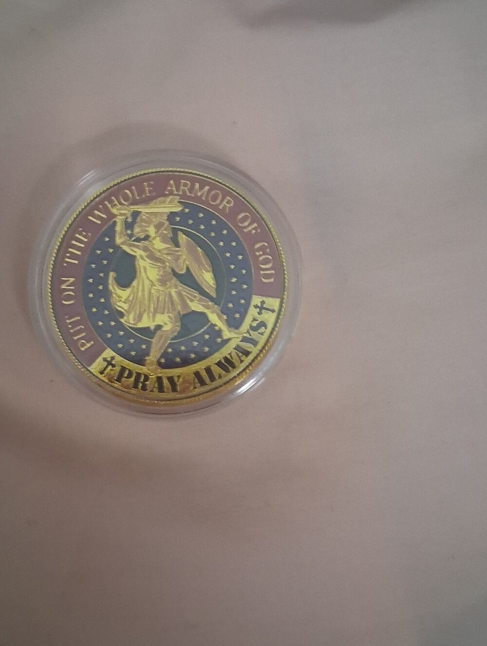 Gold Tone 'Pray Always' Commemorative Coin